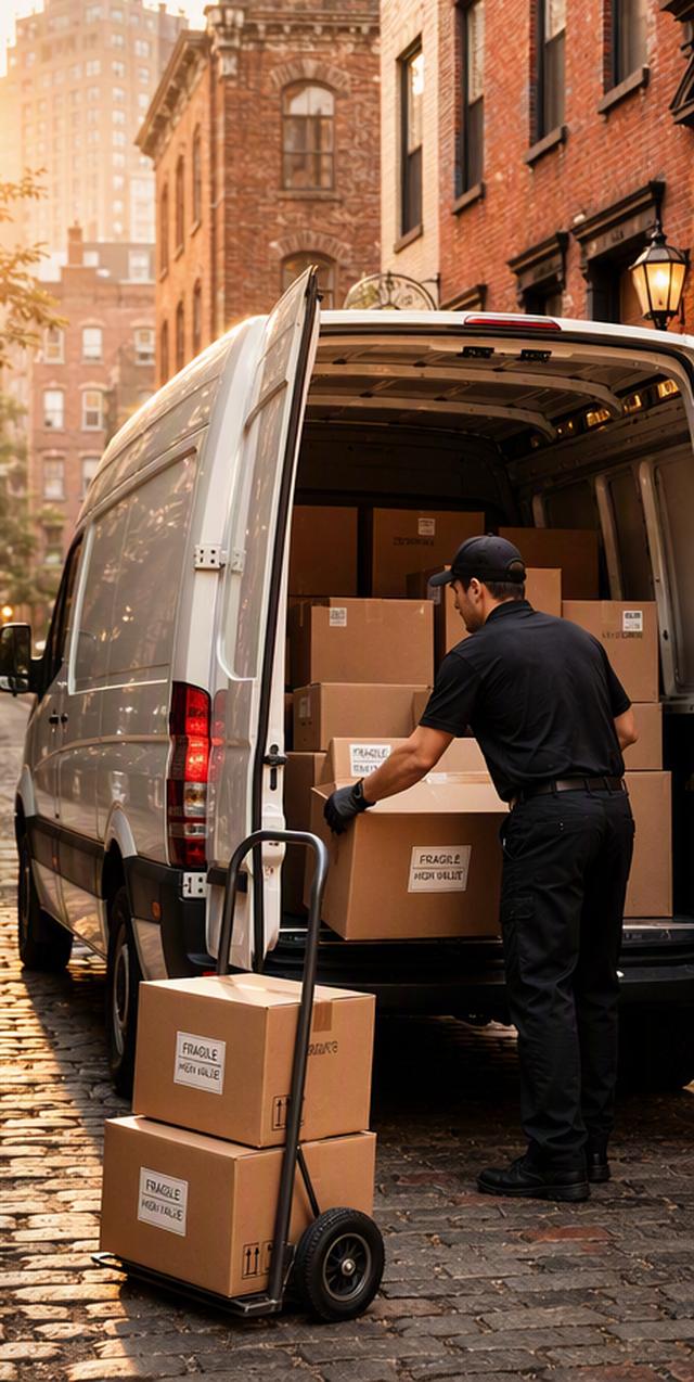 TJX driver loading freight into a cargo van